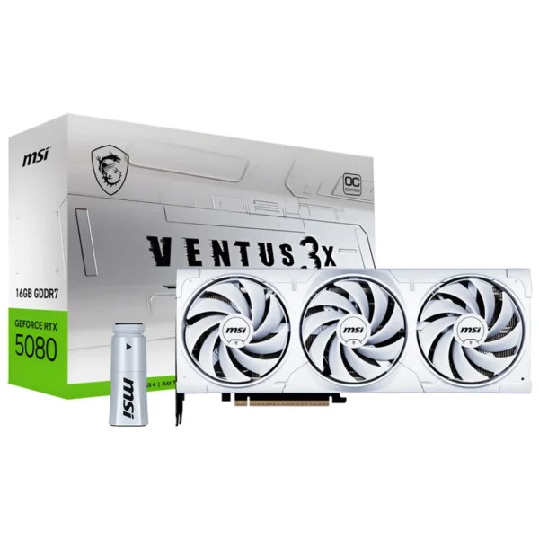 Placa de Vídeo MSI Ventus 3X OC White 16GB RTX5080 GDDR7 - 912-V531-202 | 7680 x 4320