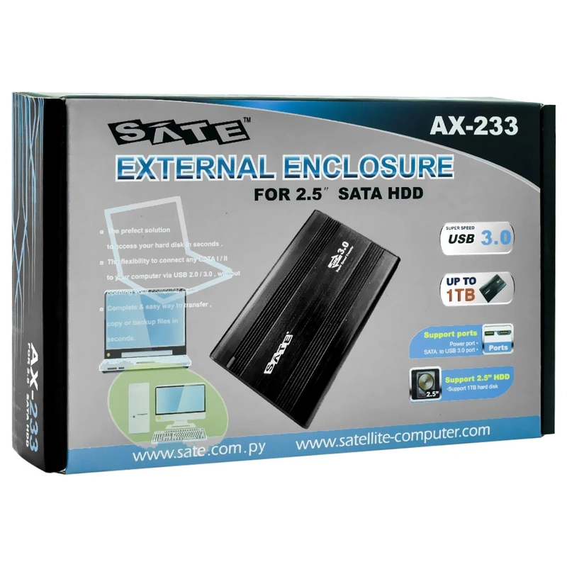 Gaveta Satellite AX-233 SATA 2.5 Micro B | Preto - Imagem 3