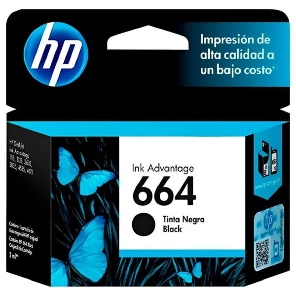 Cartucho de Tinta HP F6V29AL 664 - Preto | 2 ml