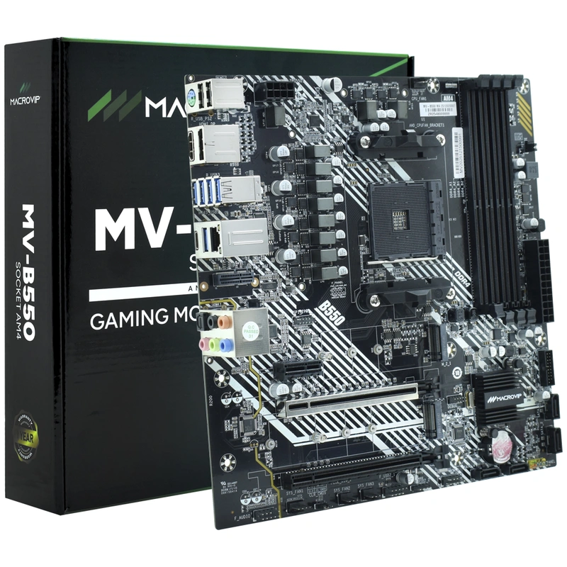 Placa Mãe Macrovip MV-B550 Socket AM4 DDR4 AMD B550 Micro ATX | 4 x SATA 3.0