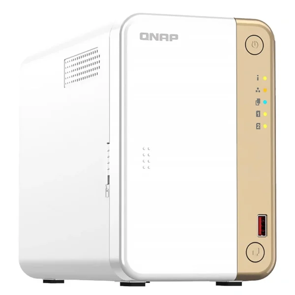Servidor Nas Storage QNAP TS-262 Intel Celeron N4505 2.9GHz 4GB RAM 2 Baias USB LAN Branco