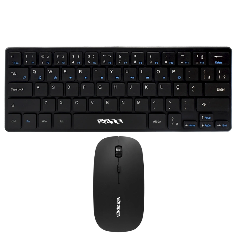 Teclado + Mouse Satellite AK-731 Mini Wireless Português - Preto Windows, macOS e Linux