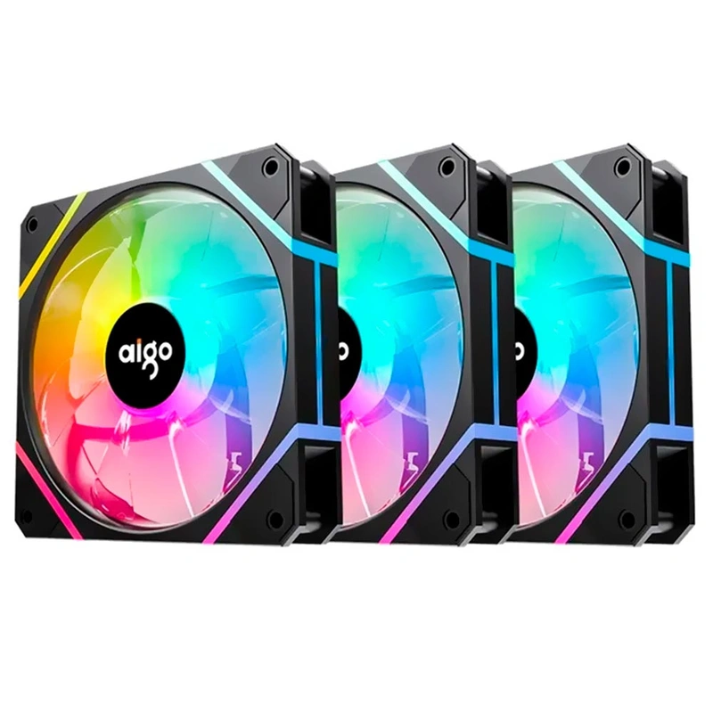 Cooler para Gabinete Aigo AM12 Pro 12X12 ARGB - Preto (Kit com 3) - Imagem 3