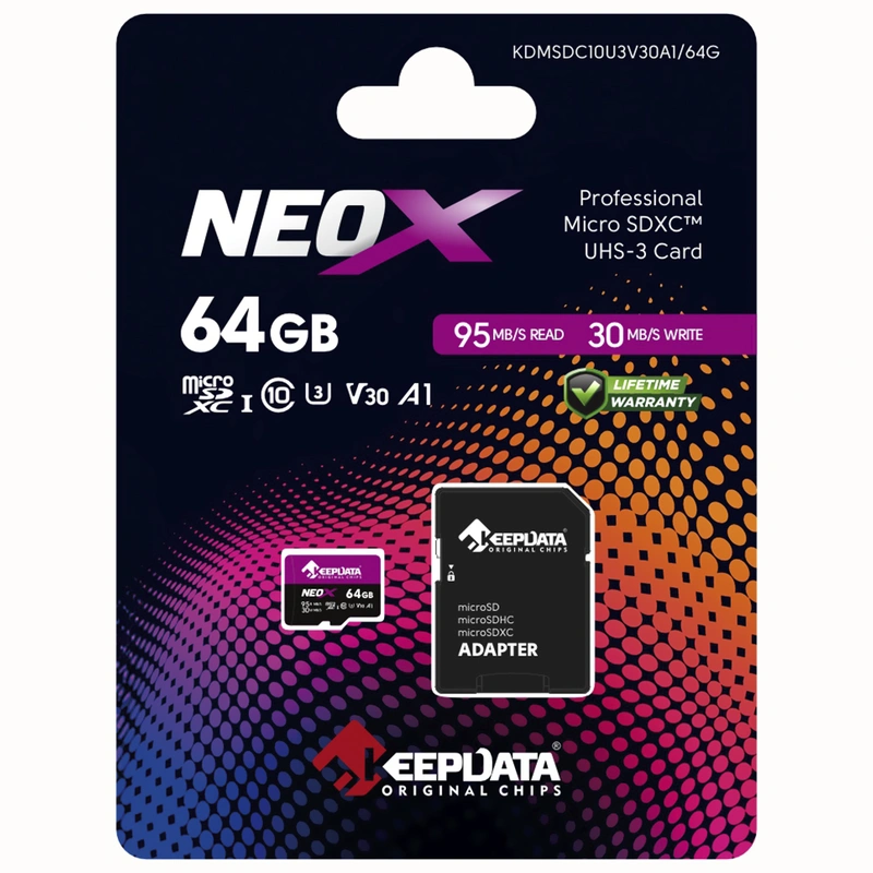 Cartão de Memória Micro SD Keepdata Neox C10 XC I U3 V30 A1 64GB - KDMSDC10U3V30A164G - Imagem 3
