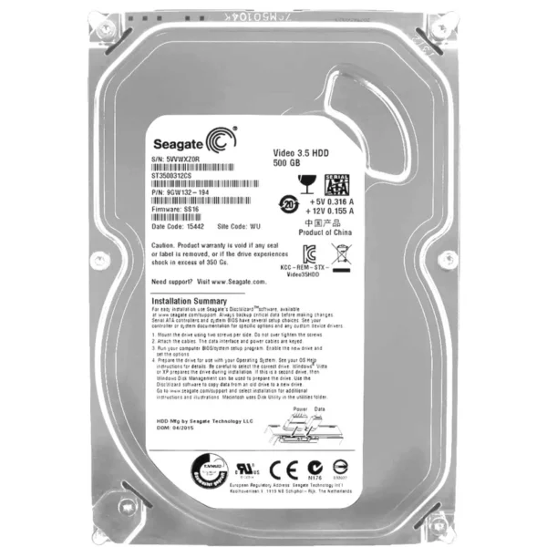 HD Seagate 500GB Pipeline Slim SATA 2 5900RPM 3.5 SATA 3Gb/s ST3500312CS