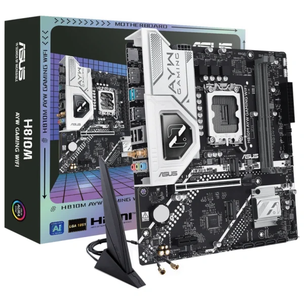 Placa Mãe ASUS H810M-AYW Gaming Wi-Fi Socket LGA 1851 DDR5 Intel H810 Micro ATX