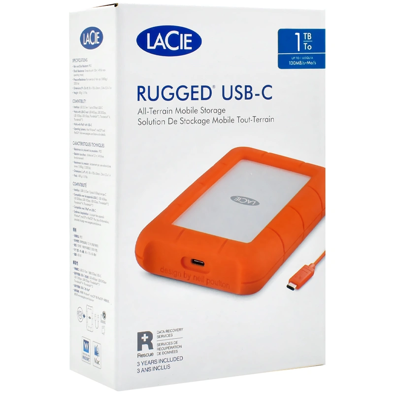 HD Externo Lacie 1TB Rugged 2.5 USB-C STFR1000800 | Prata - Imagem 4