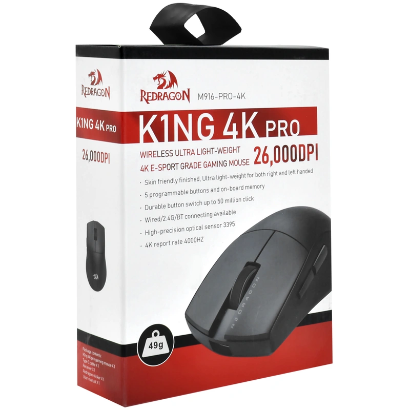 Mouse Gamer Redragon M916-PRO-4K K1NG 4K Pro Wireless - Preto Wired USB - Imagem 4