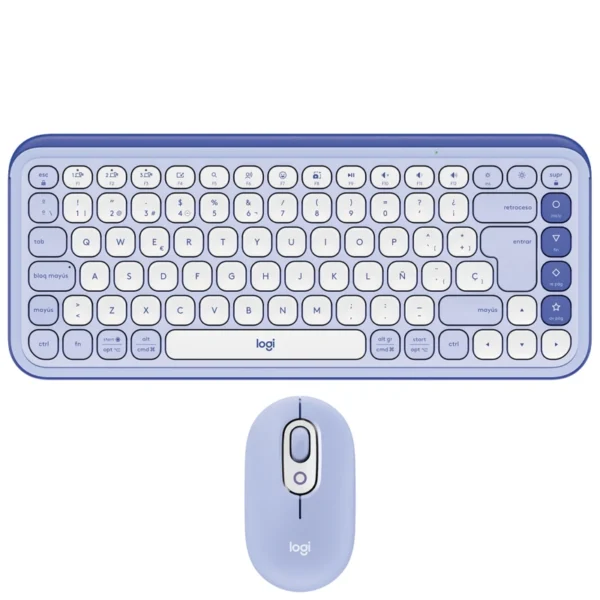 Teclado + Mouse Logitech Pop Icon Combo Bluetooth Espanhol - Roxo (920-013054)