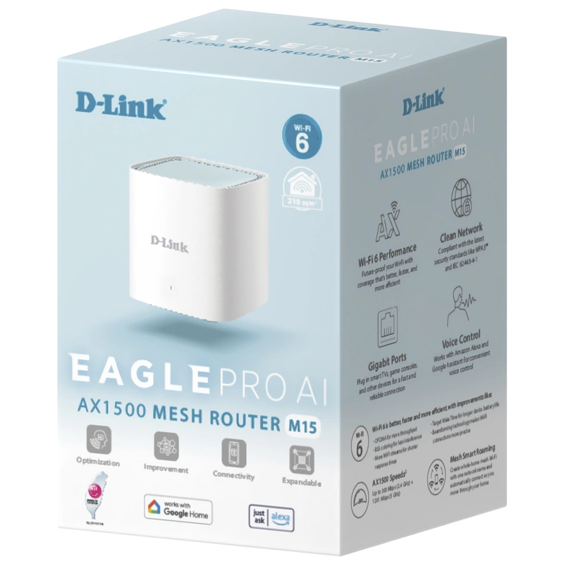 Roteador D-Link M15 Eagle Pro AI Mesh AX1500 Dual Band 2.4GHz 5GHz 1500Mbps | Branco - Imagem 3