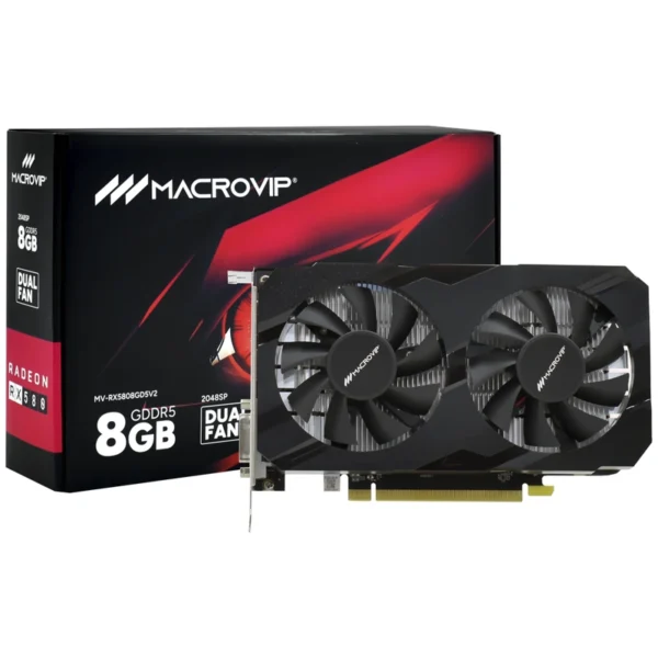 Placa de Vídeo Macrovip Dual 8GB Radeon RX580 V2 GDDR5 - MV-RX5808GD5V2 | 5120 x 2880