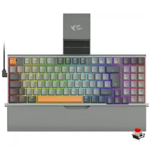 Teclado Gamer Mecânico Redragon K648GG-RGB Olaf Wireless RGB Red Inglês - Cinza