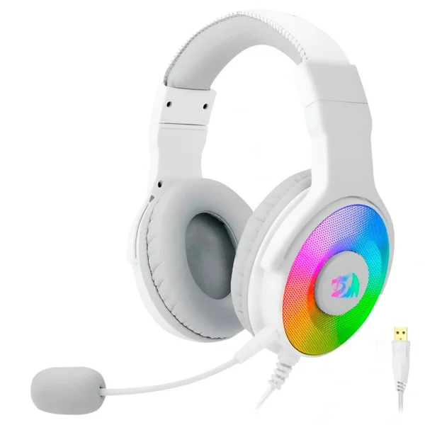 Headset Gamer Redragon H350W-RGB Pandora RGB Com Fio - Branco USB