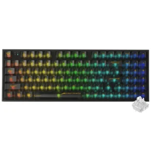 Teclado Gamer Mecânico Redragon K658CTB-RGB-PRO Irelia Pro Wireless RGB Inglês - Preto Transparente