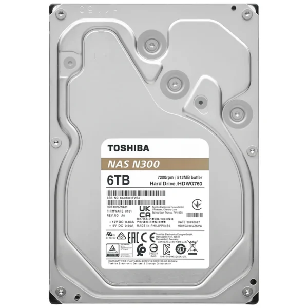 HD Toshiba 6TB N300 Nas 3.5 SATA 6Gb/s HDWG760XZSTA