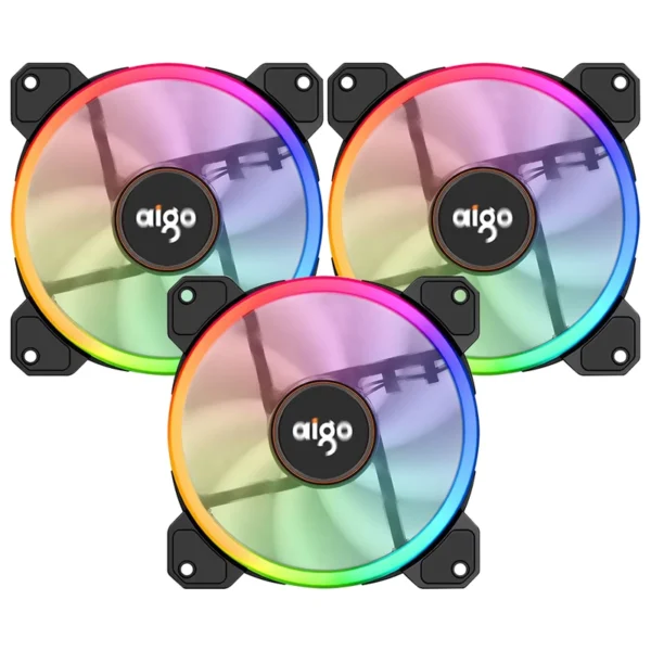 Cooler para Gabinete Aigo DR12 12X12 LED RGB - Kit com 3 Preto | 6 pinos