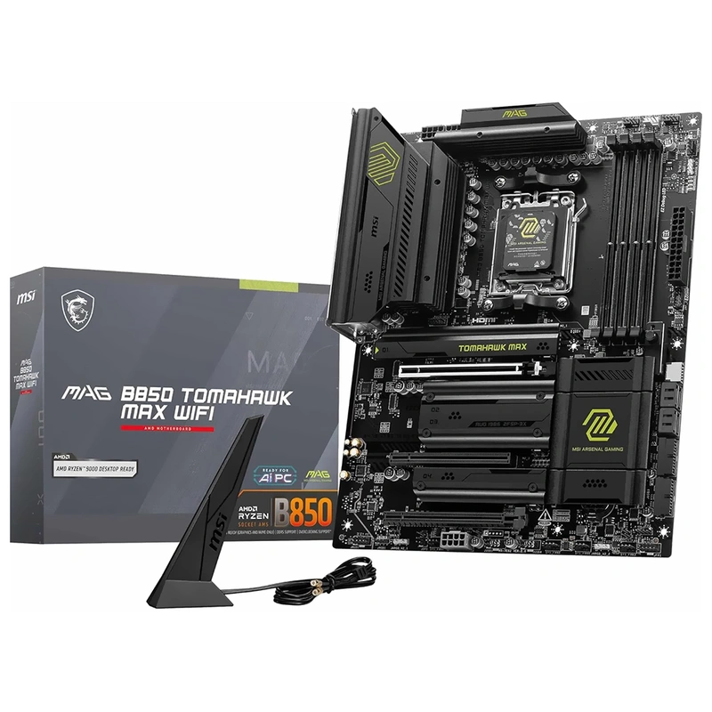 Placa Mãe MSI Mag B850 Tomahawk Max Wi-Fi Socket AM5 DDR5 AMD B850 ATX | 2 Slots M.2 Gen 5