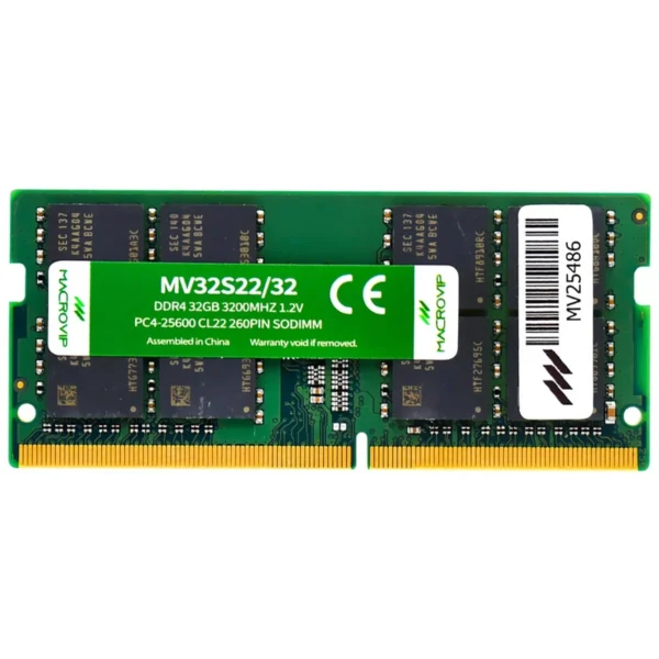 Memória RAM para Notebook Macrovip DDR4 32GB 3200MHz - MV32S2232 SODIMM | MV32S22/32