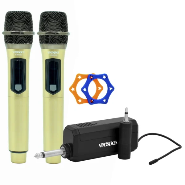 Microfone Satellite A-MK1202 Wireless - Dourado (Kit com 2) USB-C