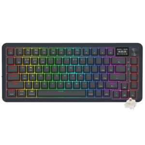 Teclado Gamer Mecânico Redragon K708-RGB-PRO Flekact Pro Wireless RGB LCD Inglês - Preto