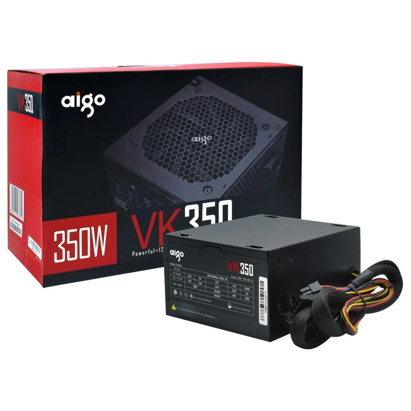 Fonte de Alimentação Aigo VK350 Real ATX 220V 350W Não modular MB 24 Pinos x 1