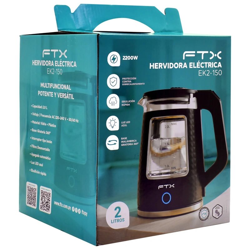 CHALEIRA ELETRICA FTX EK2-150 2 LITROS 220V PRETO - Imagem 2