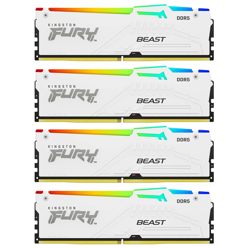 Memória RAM Kingston Fury Beast DDR5 64GB (4x16GB) 6000MHz RGB - Branco (KF560C40BWAK4-64) - Imagem 2