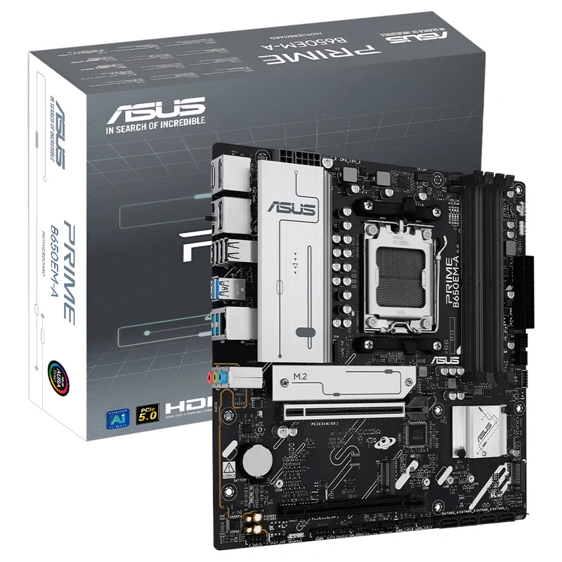 Placa Mãe ASUS Prime B650EM-A Socket AM5 DDR5 AMD B650 Micro ATX | 4 Conectores SATA 6Gb/s