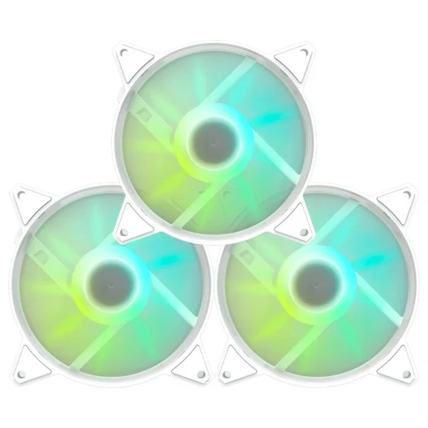 Cooler para Gabinete darkFlash C6MS 12X12 LED RGB Branco - Kit com 3 | 4 Pinos PWM