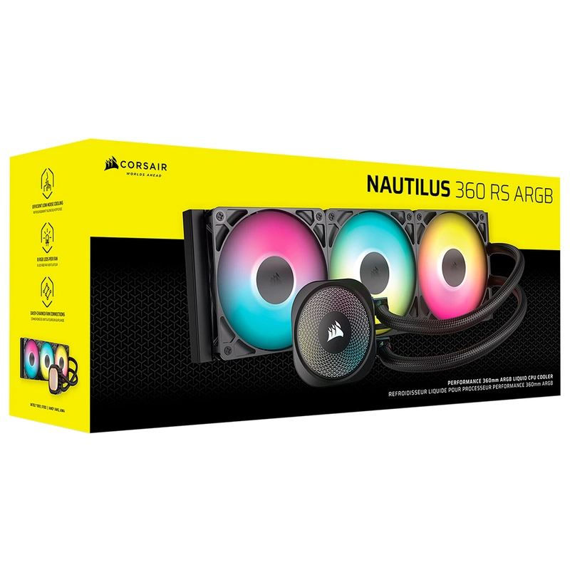 Water Cooler para Procesador Corsair Nautilus 360 RS ARGB 360MM - Preto (CW-9060093-WW) - Imagem 3