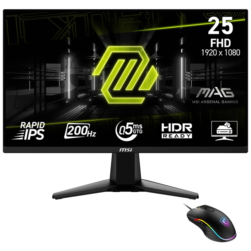 Monitor Gamer MSI Mag 255F E20 25 Tela 25" 1920 x 1080 (FHD) 200Hz Rapid IPS