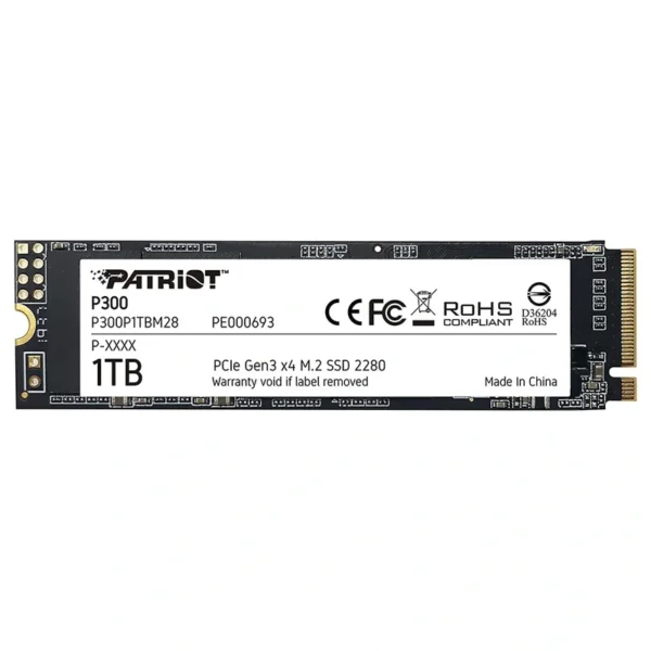 SSD Patriot M.2 1TB P300 NVMe - P300P1TBM28 PCIe Gen 3 x4