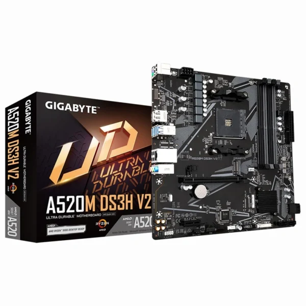 Placa Mãe Gigabyte A520M DS3H V2 Socket AM4 DDR4 AMD A520 4 Slots DIMM DDR4 Dual Channel