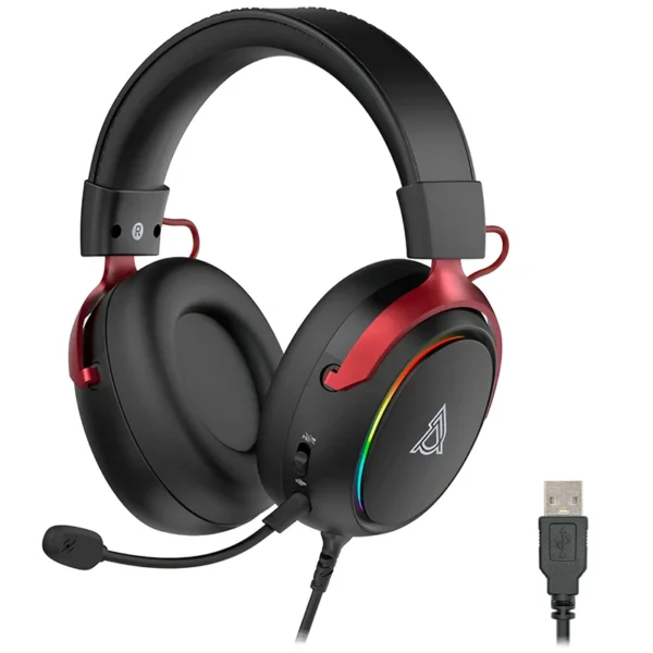 Headset Gamer Ajazz AHW10 RGB Com Fio - Preto Vermelho (986185) PC USB