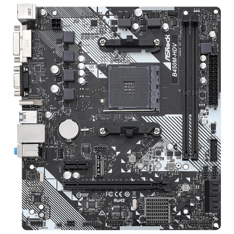 Placa Mãe ASRock B450M-HDV R4.0 Socket AM4 VGA DDR4 AMD Promontory B450 - Imagem 3