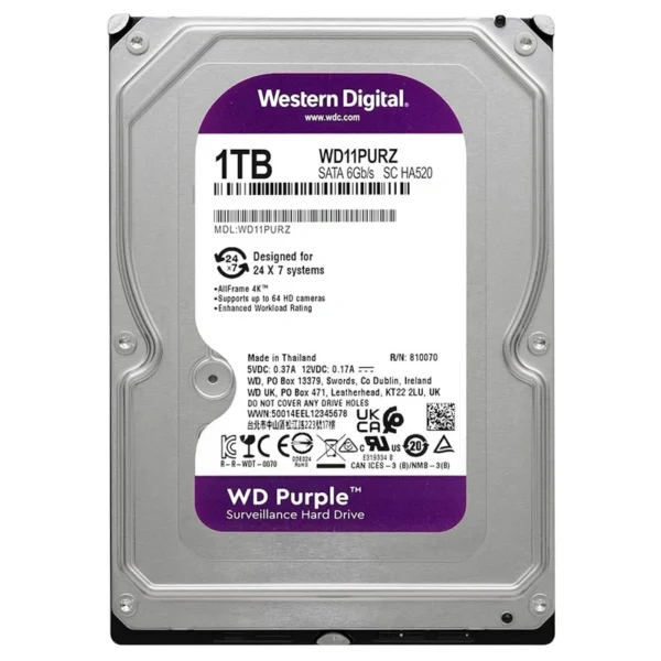 HD Western Digital 1TB WD Purple 3.5 SATA 3 - 6Gb/s WD11PURZ | WD Roxo