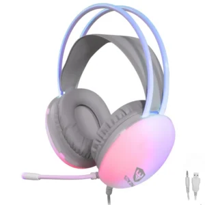 Headset Gamer Satellite GH-554 RGB Com Fio - Cinza Branco