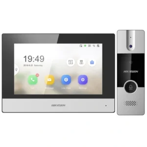 Vídeo Porteiro Hikvision DS-KIS302-P IP Hybrid Wi-Fi - Preto Prata (Kit)