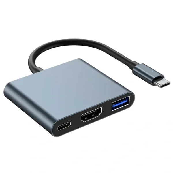 Hub USB-C 3.1 Satellite A-HUBC56 3 Portas HDMI USB 3.0 USB-C Fêmea - Cinza