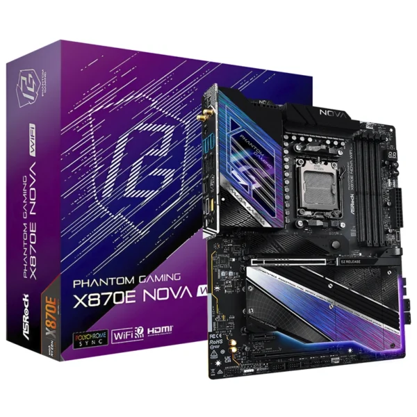 Placa Mãe ASRock X870E Nova Wi-Fi Socket AM5 DDR5 AMD X870E ATX