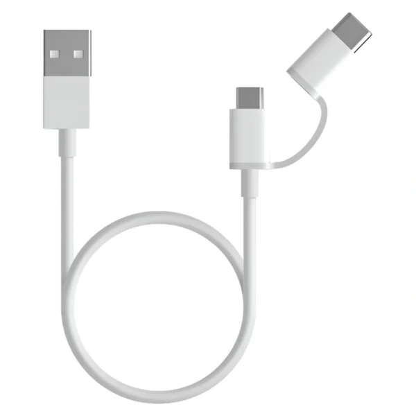 Cabo Xiaomi SJX01ZM 2 In 1 USB-C A Micro USB USB Macho 30CM - Branco 2 USB Type-C - USB