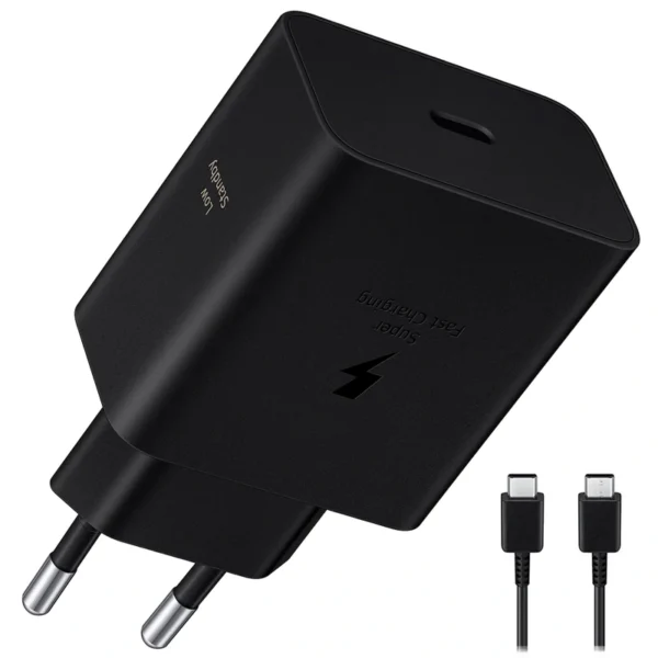 Carregador Tomada Samsung EP-T2510XBEGEU USB-C 25W - Preto + Cabo USB-C 1M