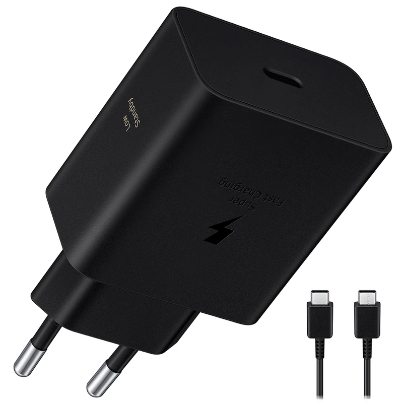 Carregador Tomada Samsung EP-T2510XBEGEU USB-C 25W - Preto + Cabo USB-C 1M