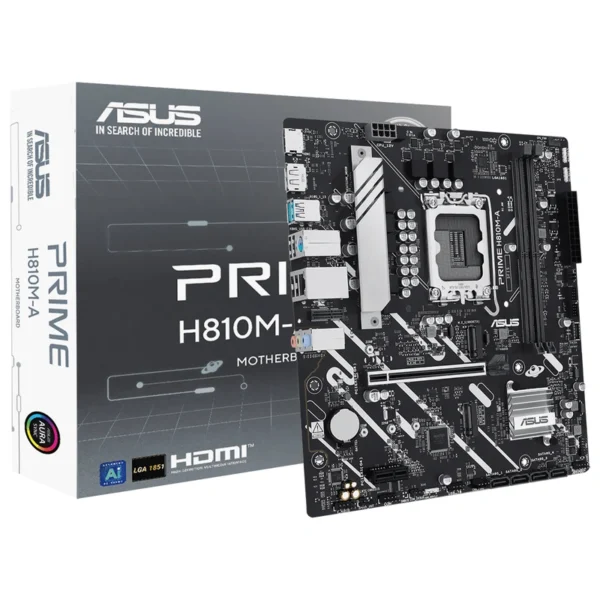 Placa Mãe ASUS Prime H810M-A Socket LGA 1851 DDR5 Intel H810 2 Slots DIMMs DDR5
