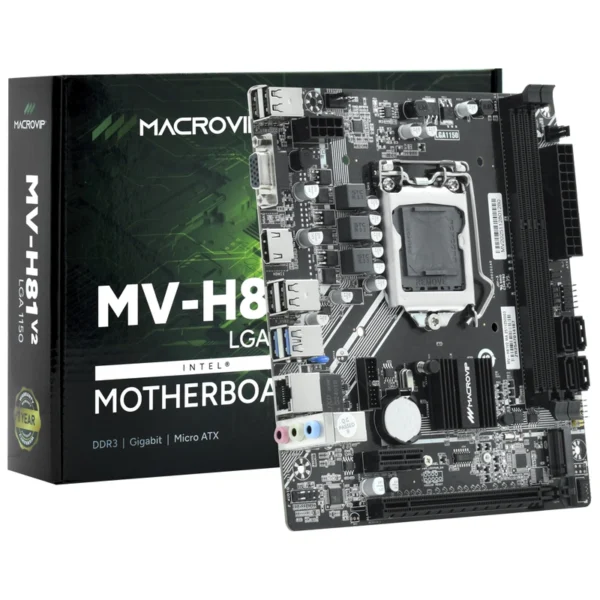 Placa Mãe Macrovip MV-H81V2 Socket LGA 1150 VGA DDR3 Intel H81 Micro ATX | 4 x SATA 3.0