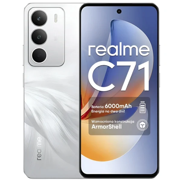 Celular Realme C71 RMX5303 8GB de RAM 256GB Tela 6.67 UNISOC T7250 Wi-Fi | Branco Swan