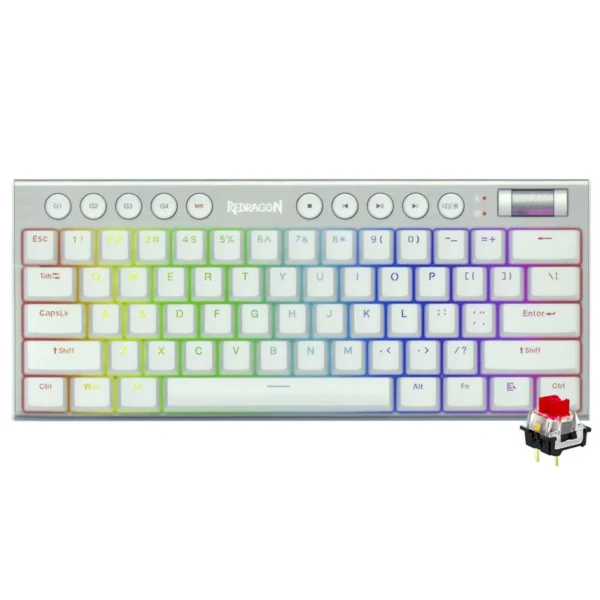 Teclado Gamer Mecânico Redragon K632W-RGB Horus Mini USB RGB RED Inglês - Branco