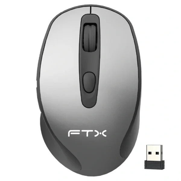 Mouse FTX MWB40 Wireless Bluetooth - Cinza Preto USB Receiver 2.4GHz | FTXMWB40