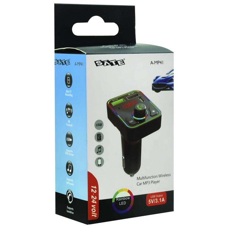 Transmissor Digital para Carro Satellite A-MP41 LED Bluetooth FM TF USB USB-C MP3 - Preto - Imagem 3