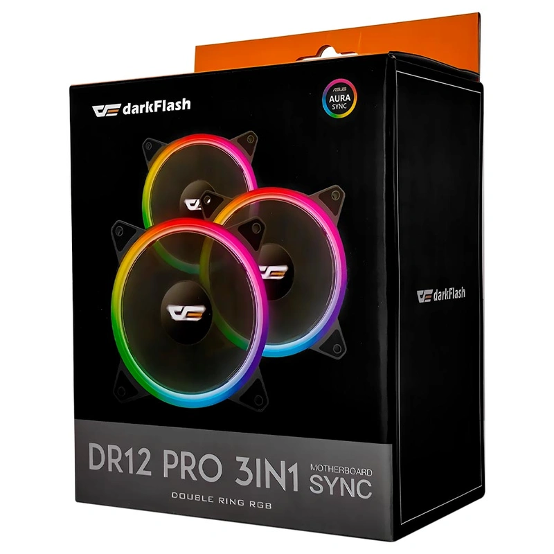 Cooler para Gabinete darkFlash DR12 Pro 12X12 LED RGB - Kit com 3 Preto - Imagem 3